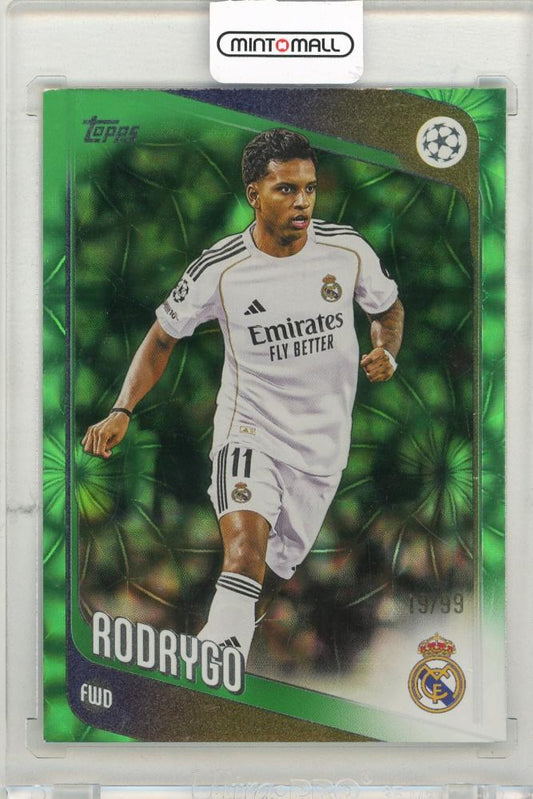 2025-26 TOPPS UEFA Club Competitions trading card Rodrygo Green Parallel numbered 10219/99 Real Madrid CF