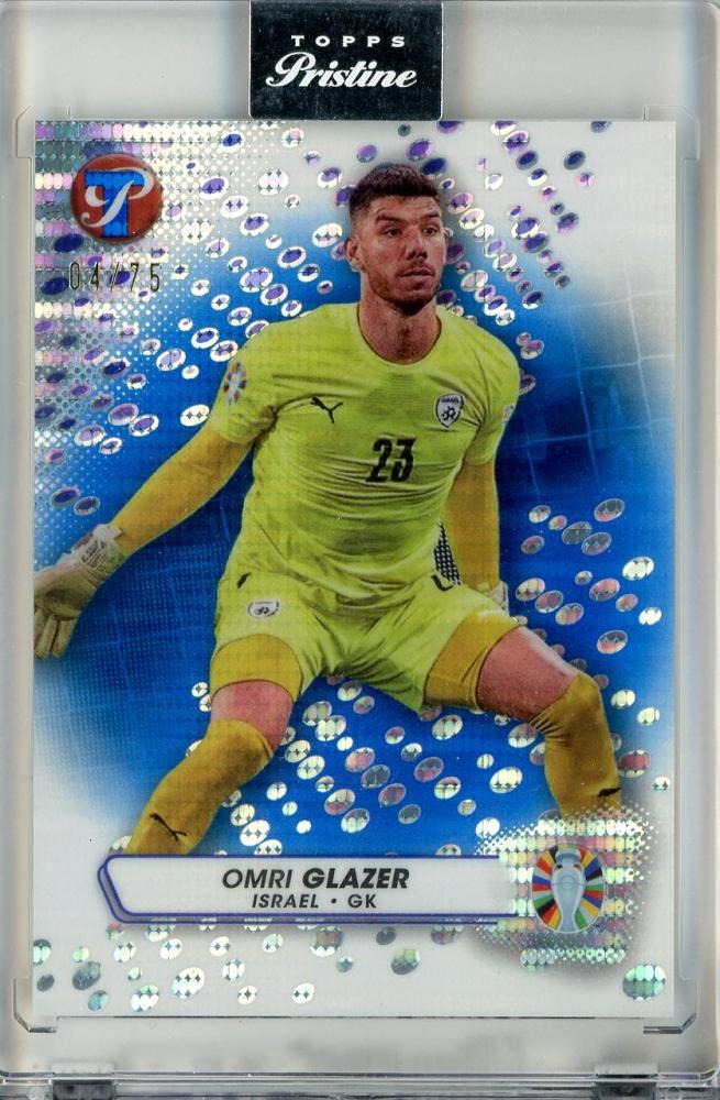 2023 Topps Pristine Road To UEFA EURO 2024 Omri Glazer #83 Blue Pristine Refractor card 04 of 75