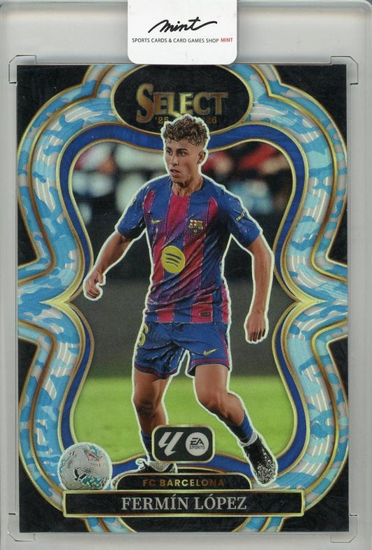 2025-26 PANINI SELECT LA LIGA Fermin Lopez Winter Camo trading card serial #10426/30 FC Barcelona