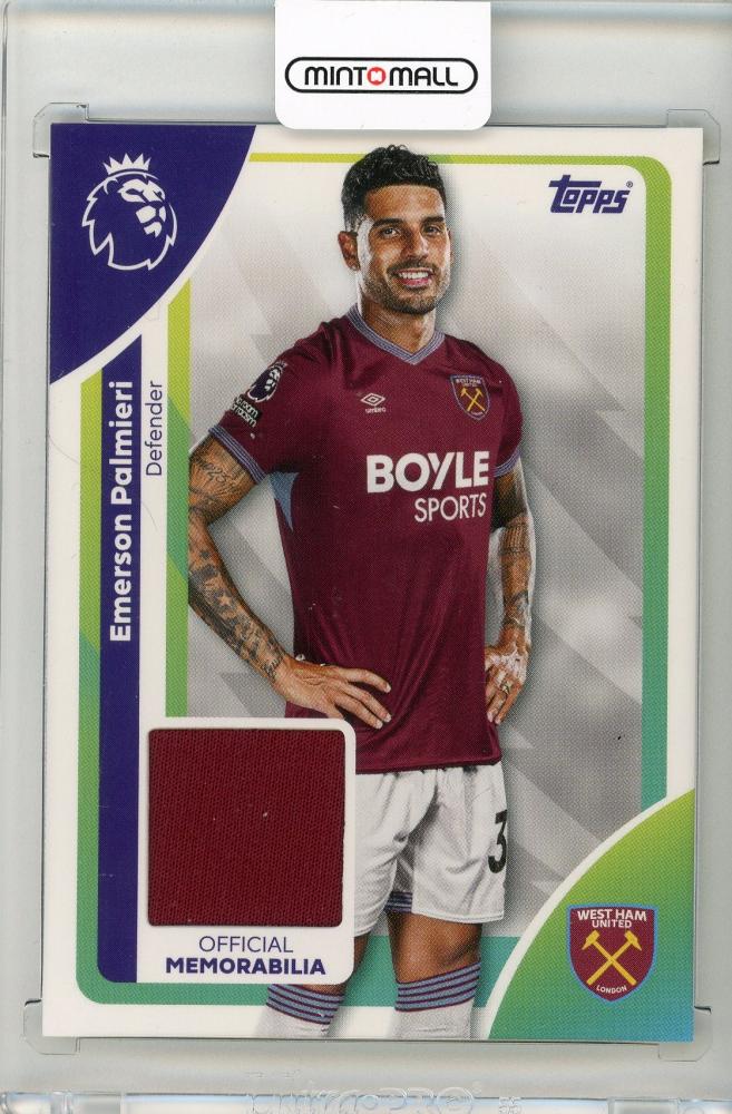 2025-26 TOPPS English Premier League Emerson Palmieri Premier Relics trading card featuring West Ham United