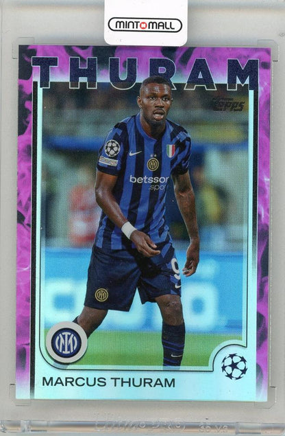 2024-25 TOPPS Chrome UEFA Club Competitions Marcus Thuram Magenta Parallel card numbered 11157 of 75 from FC Internazionale Milano