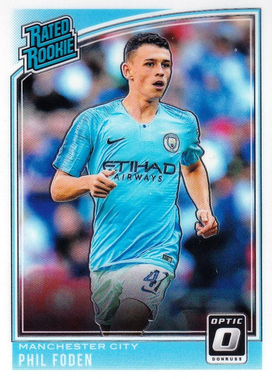 2018-19 Panini Donruss Manchester City Phil Foden base Optic trading card