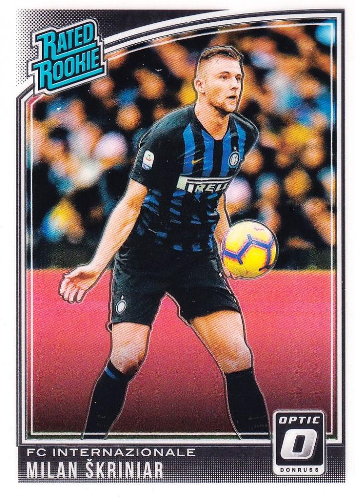 2018-19 Panini Donruss base optic trading card featuring FC Internazionale Milan player Skriniar
