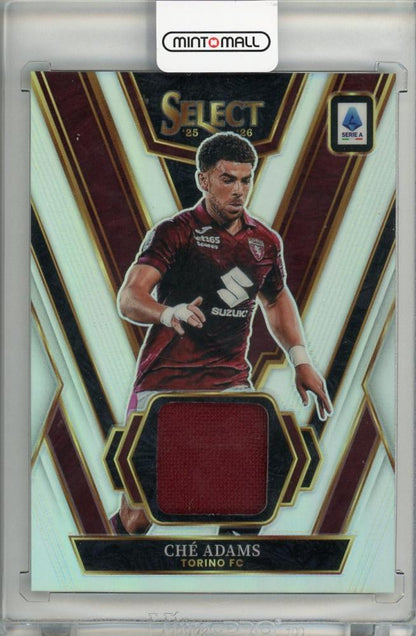 2025-26 Panini Select Serie A trading card featuring Che Adams patch for Torino FC