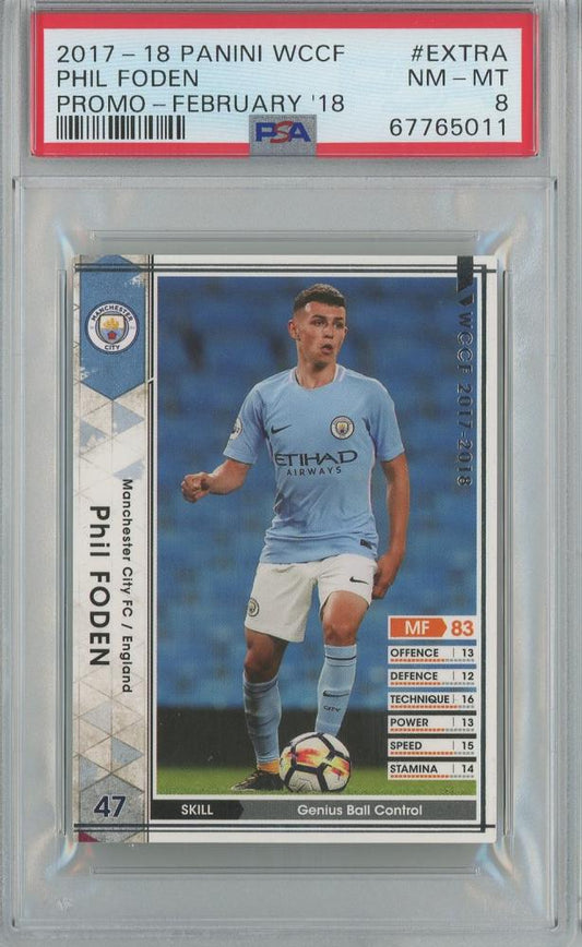 2017-18 Panini WCCF Phil Foden Promo February trading card featuring Phil Foden