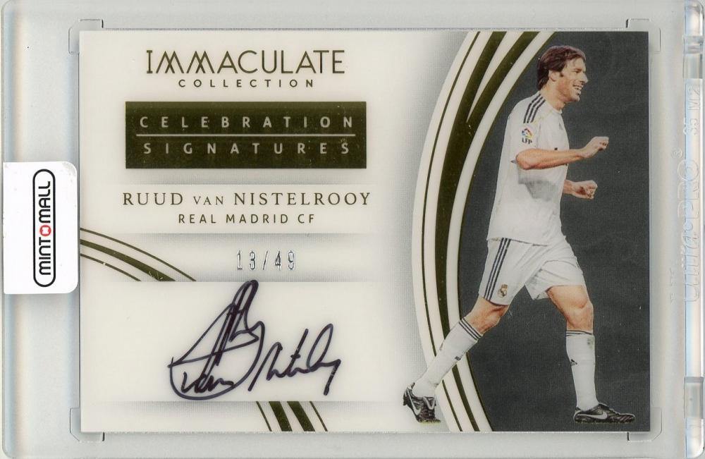 2017 Panini Immaculate Ruud van Nistelrooy Celebration Signature On Card numbered 13 of 49 from Real Madrid CF