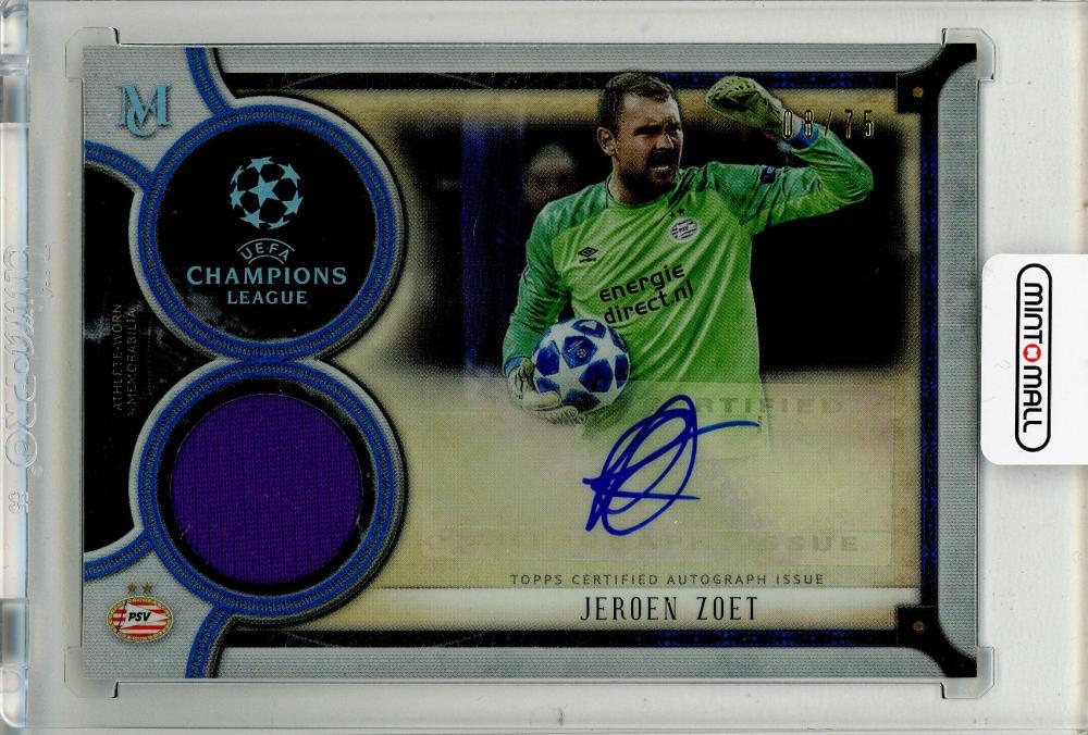 2018-19 TOPPS Museum Collection UEFA Champions League Jeroen Zoet Autograph Relics Sapphire card #MARJZ08/75