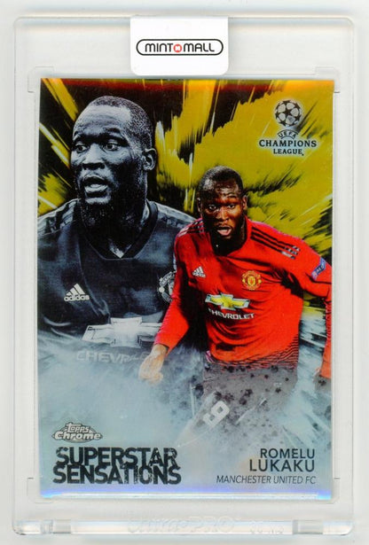 2018-19 TOPPS Chrome UEFA Champions League Superstar Sensations Gold Refractor Romelu Lukaku card number 16 of 50