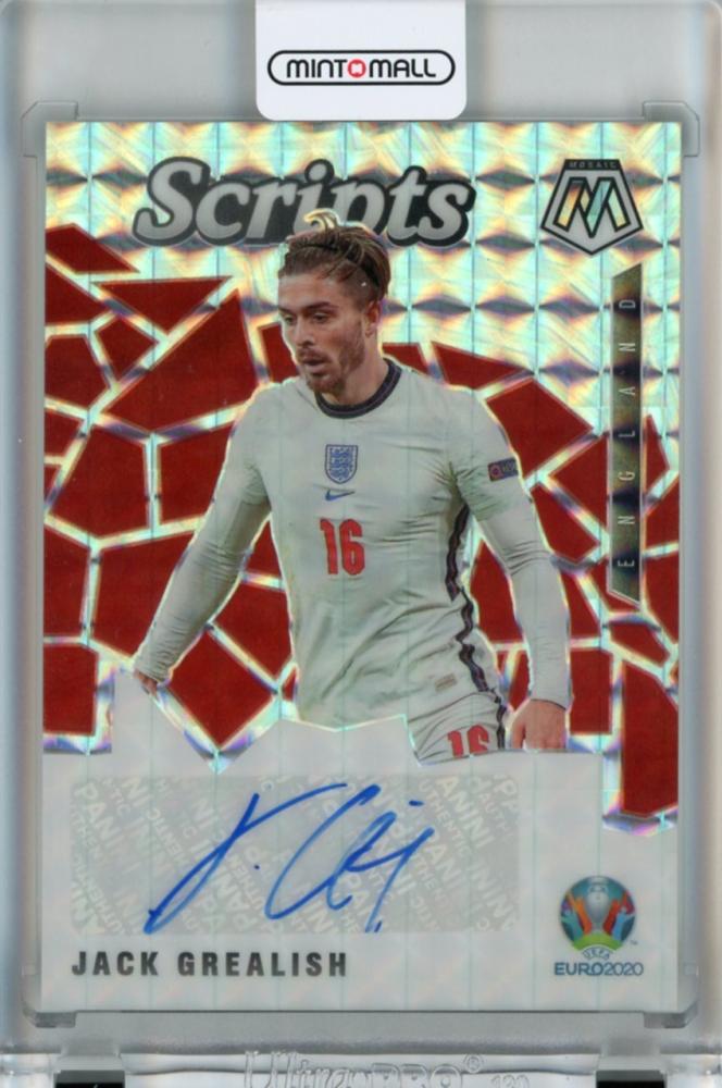 2020-21 Panini Mosaic UEFA Euro Jack Grealish Scripts Mosaic Auto trading card number 13 with autograph