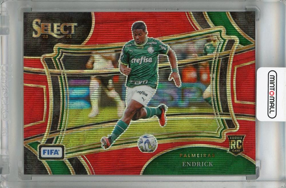 2023-24 Panini Select FIFA Endrick Field Level Wave Red #220 RC Palmeiras soccer card with minor back scratches
