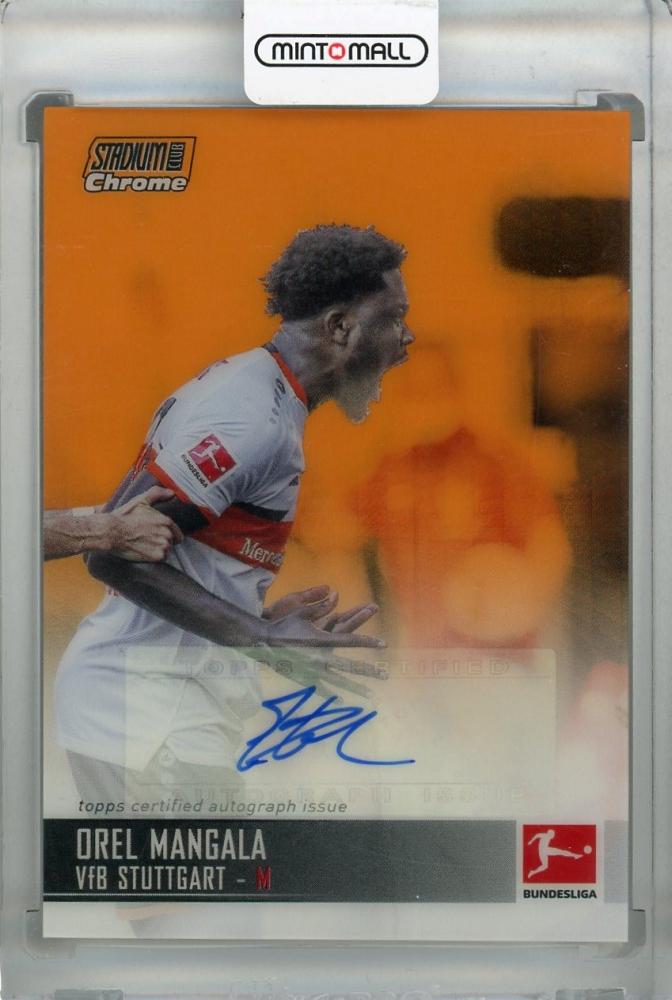 2021-22 Topps Stadium Club Chrome Bundesliga Orel Mangala VfB Stuttgart autograph Orange Prism card 10 of 25