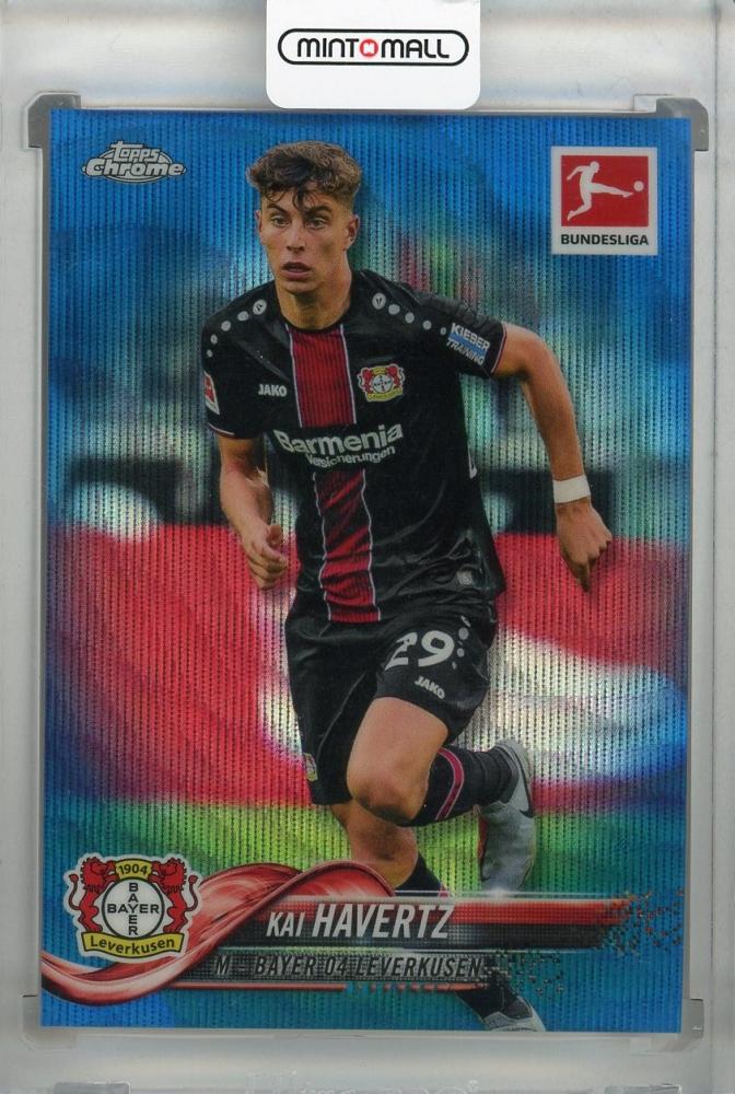 2018-19 Topps Chrome Bundesliga Bayer 04 Leverkusen Kai Havertz Base Blue Wave rookie card serial 60 of 99