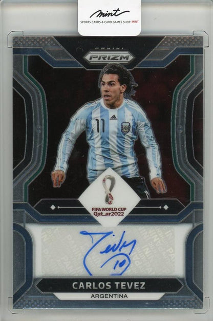 2022 PANINI PRIZM FIFA WORLD CUP Carlos Tevez autographed football card from Argentina