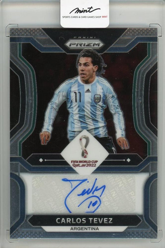 2022 PANINI PRIZM FIFA WORLD CUP Carlos Tevez autographed football card from Argentina