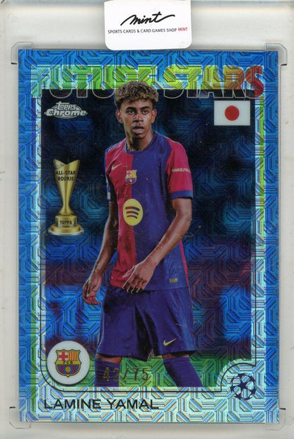 2024-25 TOPPS CHROME UEFA JAPAN EDITION FS BLUE MOJO Lamine Yamal trading card numbered 42 of 75