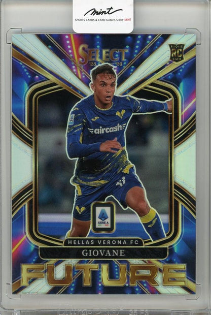 2025-26 PANINI SELECTSERIE A Giovane RC FUTURE#9 football trading card featuring Hellas Verona FC player