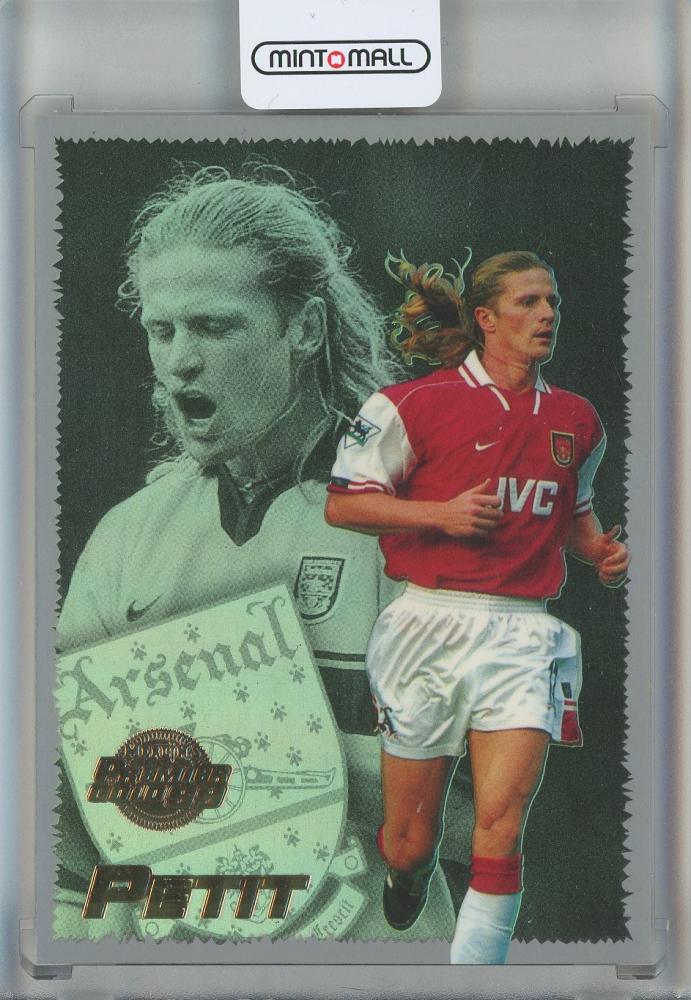 1998-99 Merlin Premier Gold Emmanuel Petit Rainbow Foil trading card #B7 from England Arsenal