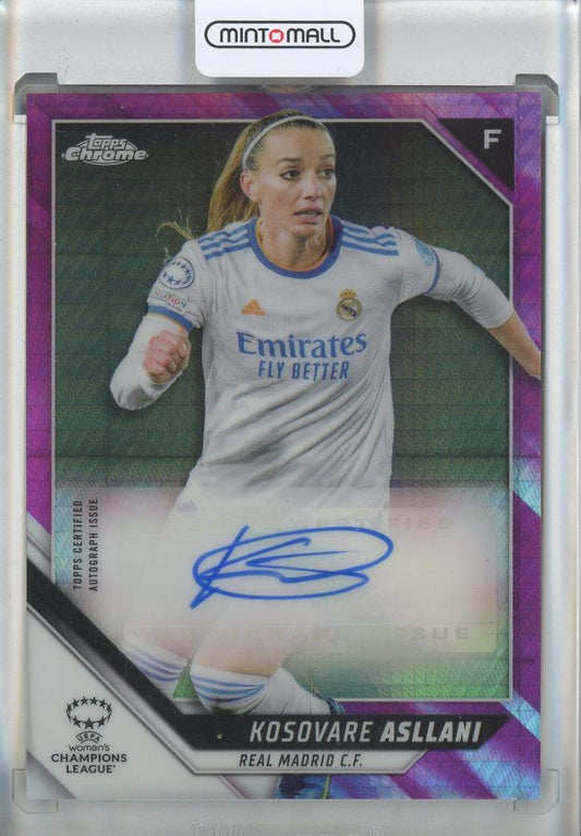 2021-22 Topps Chrome UEFA Women trading card in used condition with minor handling signs