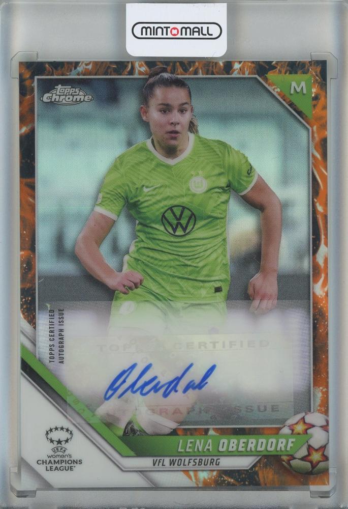2021-22 Topps Chrome UEFA Women trading card front showing player image and design