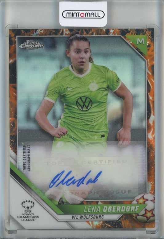 2021-22 Topps Chrome UEFA Women trading card front showing player image and design