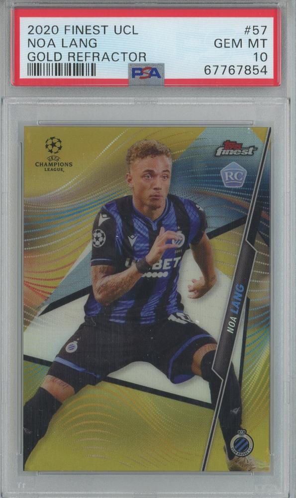 2020-21 Finest UEFA Champions League Noa Lang Gold Refractor trading card graded PSA10 #5705/50 from Club Brugge