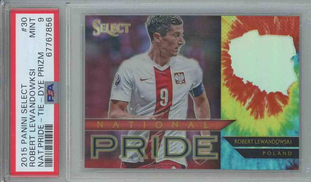 2015-16 Select Robert Lewandowski National Pride Tie Dye trading card numbered #3018 graded PSA9