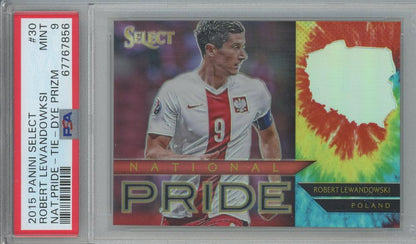 2015-16 Select Robert Lewandowski National Pride Tie Dye trading card numbered #3018 graded PSA9
