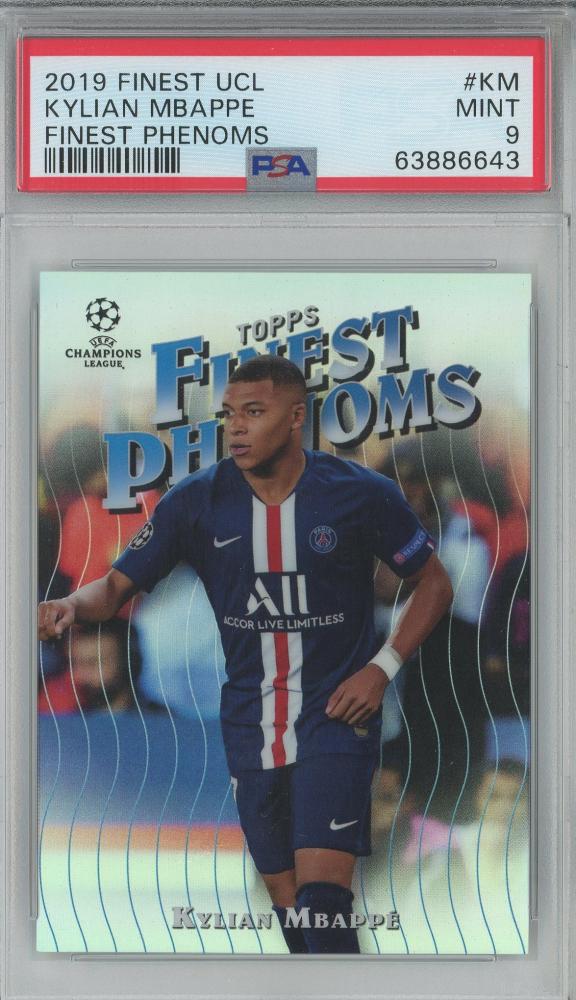 2019-20 Finest UEFA Champions League Kylian Mbappe Finest Phenoms trading card graded PSA9 from Paris Saint-Germain
