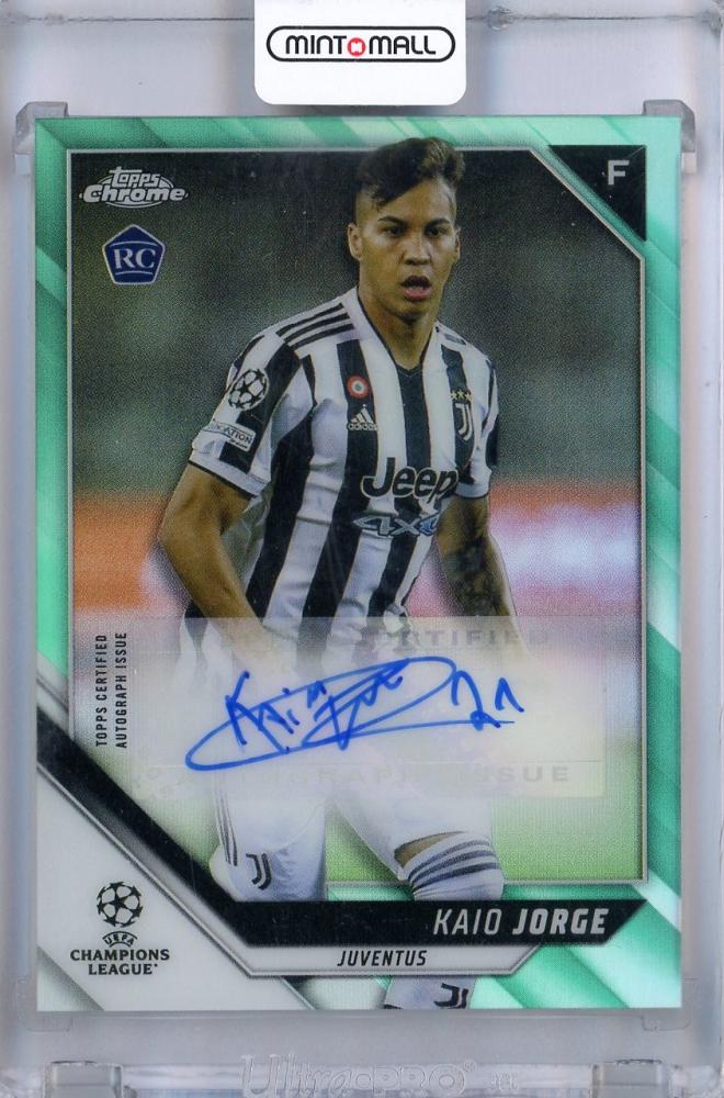 2021-22 Topps UEFA Champions League Kaio Jorge Autographs Aqua Refractors card #CAKJ RC179/199 Juventus