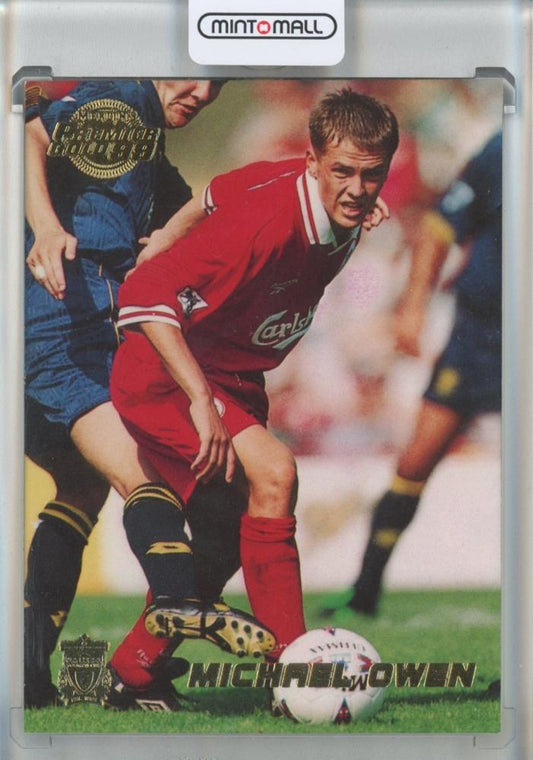 1998-99 Merlin Premier Gold trading card featuring Michael Owen #83 from Liverpool FC