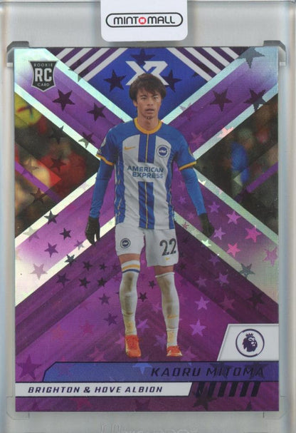 2022-23 Panini Chronicles English Premier League Kaoru Mitoma Purple Astro #107 trading card Brighton and Hove Albion