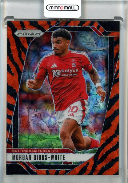 2024-25 Panini Prizm Premier League Morgan Gibbs-White Choice Tiger Stripe Prizm card #255 from Nottingham Forest FC