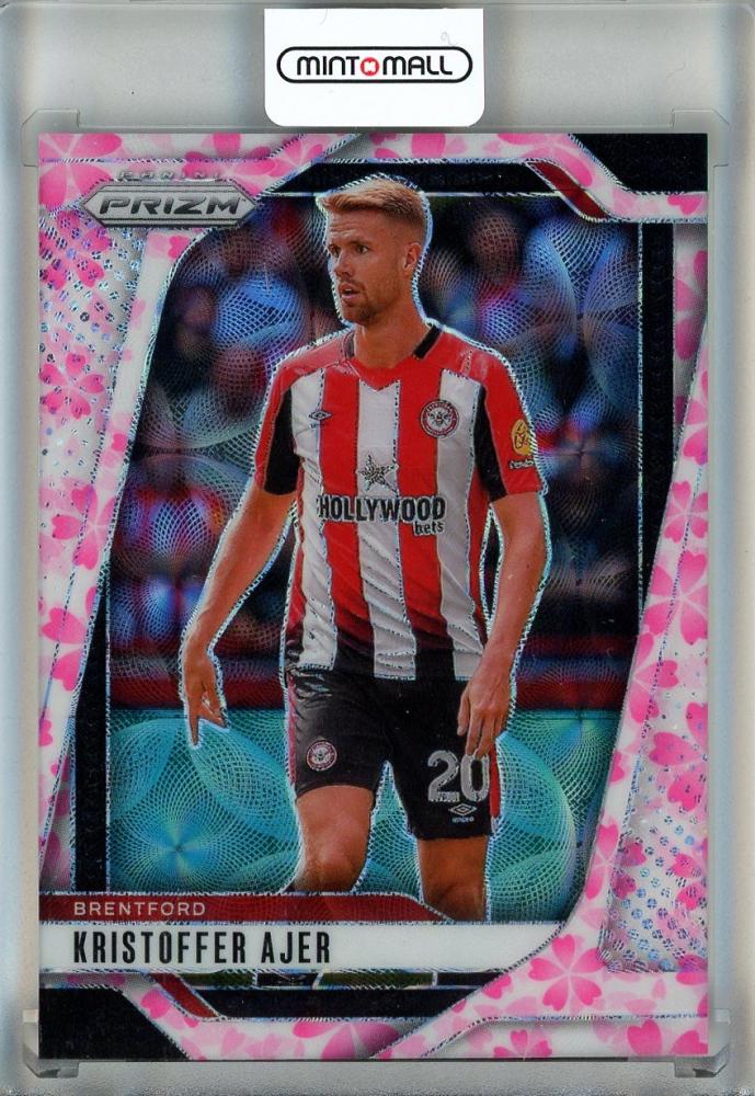 2024-25 Panini Prizm Premier League Soccer card of Kristoffer Ajer Choice Cherry Blossom Prizms Brentford