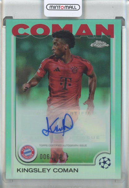 2022-23 Topps Chrome UEFA Kingsley Coman Autograph Aqua Refractors collectible card FC Bayern Munich