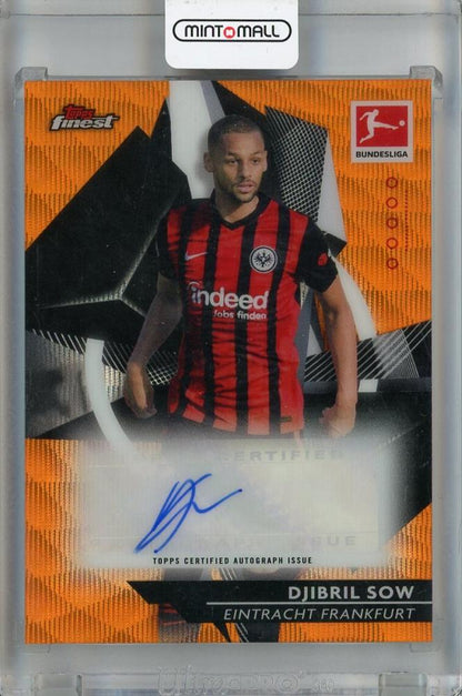 2020-21 Topps Finest Bundesliga Djibril Sow Base Autographs Orange Wave card serial #3407/10 from Eintracht Frankfurt