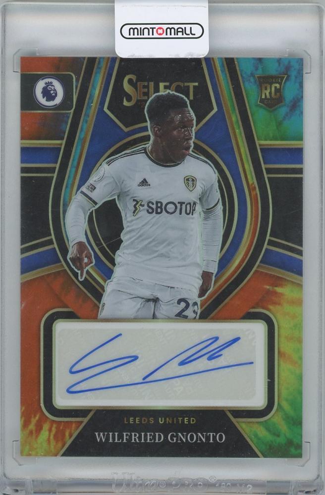 2022-23 PANINI Select English Premier League Tie-Dye Signatures card of Wilfried Gnonto Leeds United numbered 06/25