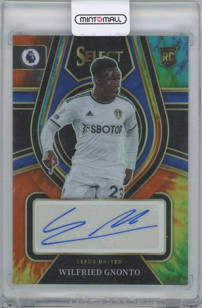 2022-23 PANINI Select English Premier League Tie-Dye Signatures card of Wilfried Gnonto Leeds United numbered 06/25