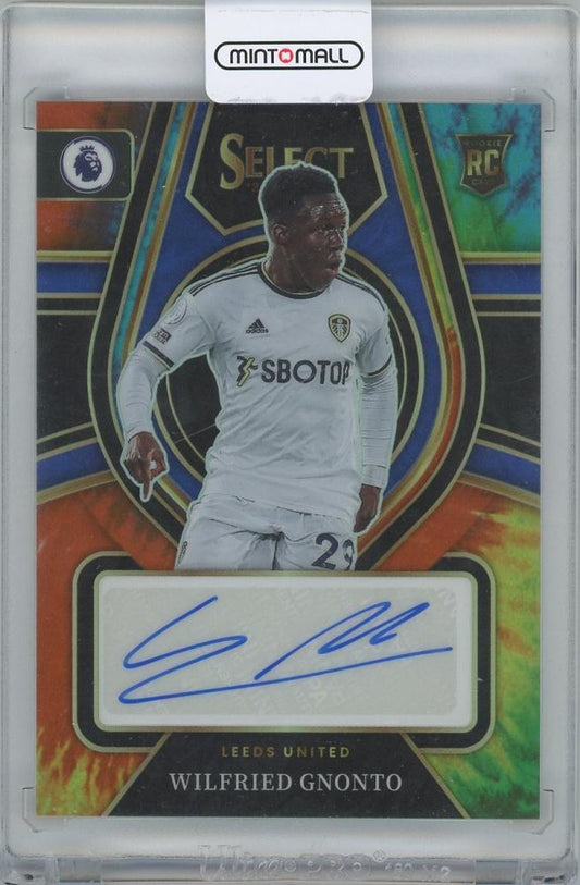 2022-23 PANINI Select English Premier League Tie-Dye Signatures card of Wilfried Gnonto Leeds United numbered 06/25