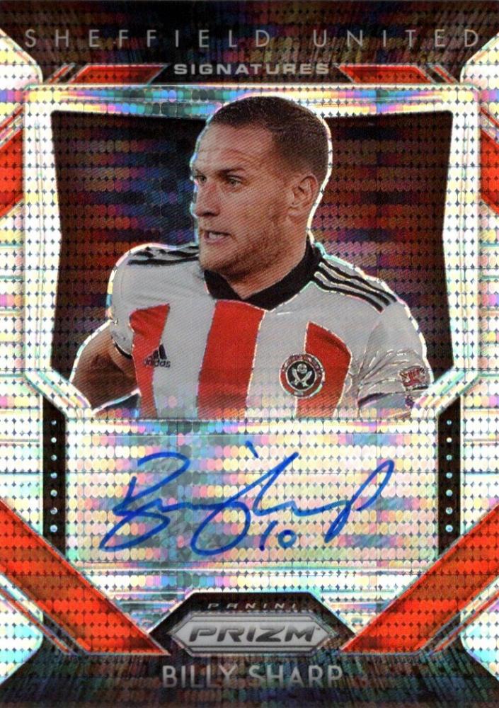 2020-21 Panini Prizm EPL Billy Sharp signed breakaway auto trading card with minor stain on back