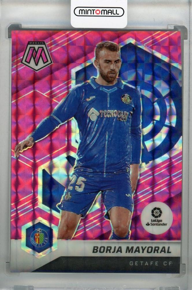 2021-22 Panini Mosaic La Liga Borja Mayoral Pink parallel trading card numbered 19 out of 25