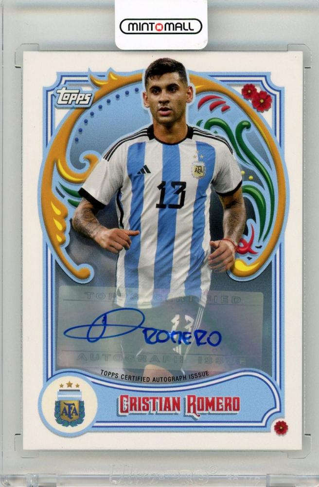 2023 Topps Argentina Fileteado Cristian Romero First Team Autograph card serial number 8