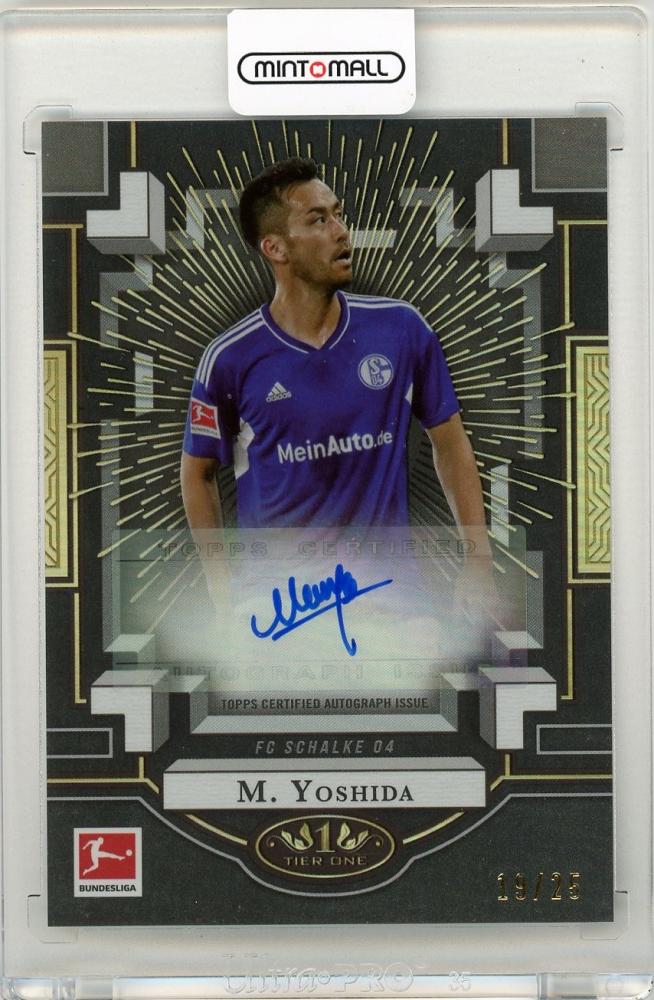 2022-23 Topps Tier One Bundesliga Maya Yoshida Xplosion Autograph Black Parallel trading card 19 of 25 FC Schalke 04