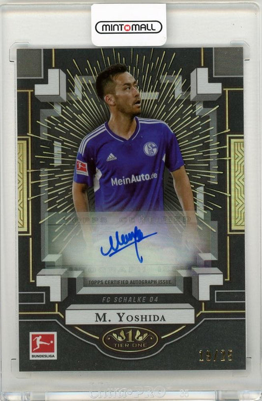 2022-23 Topps Tier One Bundesliga Maya Yoshida Xplosion Autograph Black Parallel trading card 19 of 25 FC Schalke 04