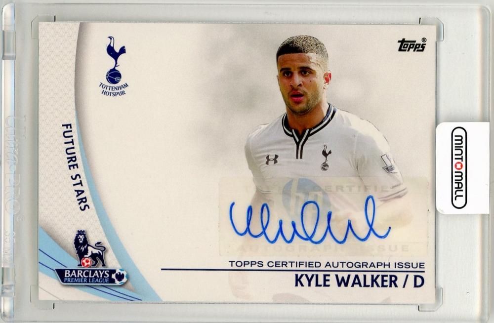 2013-14 Topps Premier Gold Kyle Walker Autograph SP-KW trading card from Tottenham Hotspur showing Kyle Walker's signature