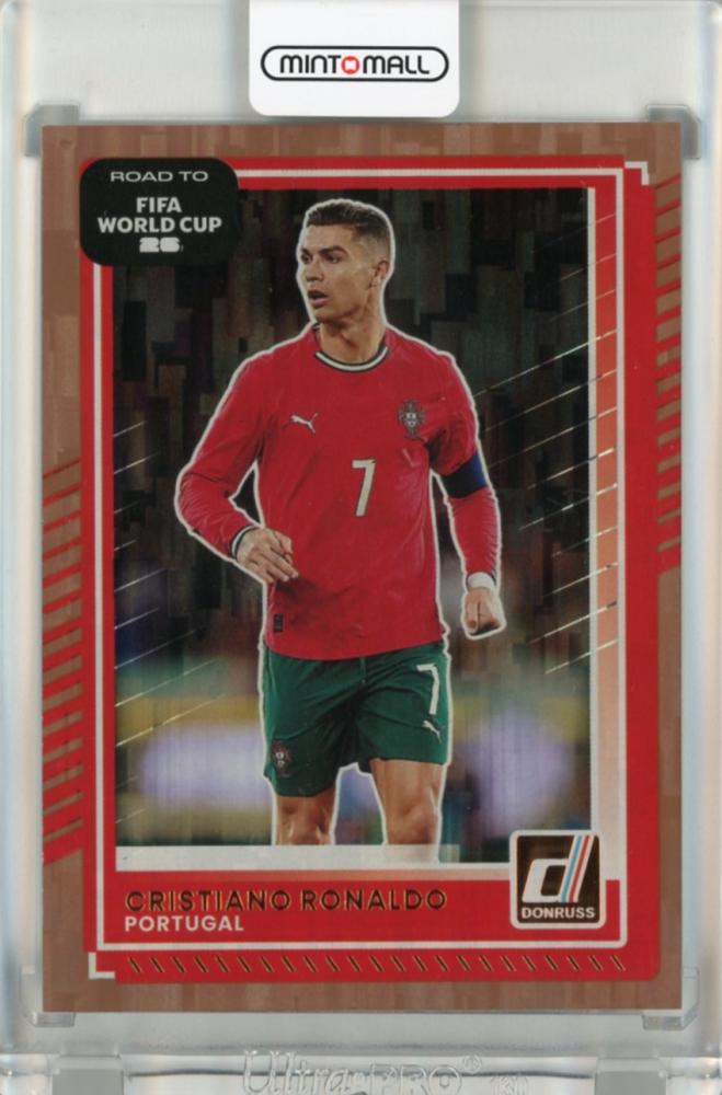 2025-26 Panini Donruss Road to FIFA World Cup Cristiano Ronaldo Bronze card number 91 with a visible dent