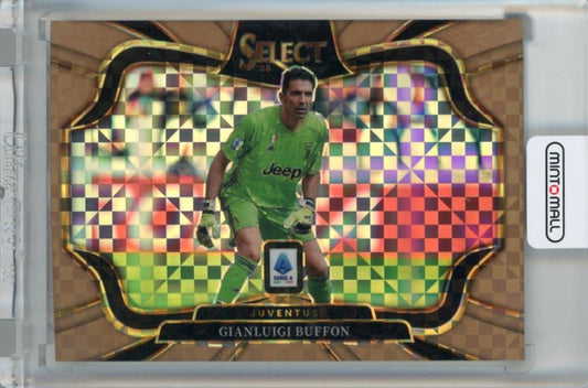2025-26 Panini Select Serie A Gianluigi Buffon Bronze Checker card numbered 24866 of 99 with visible initial damage