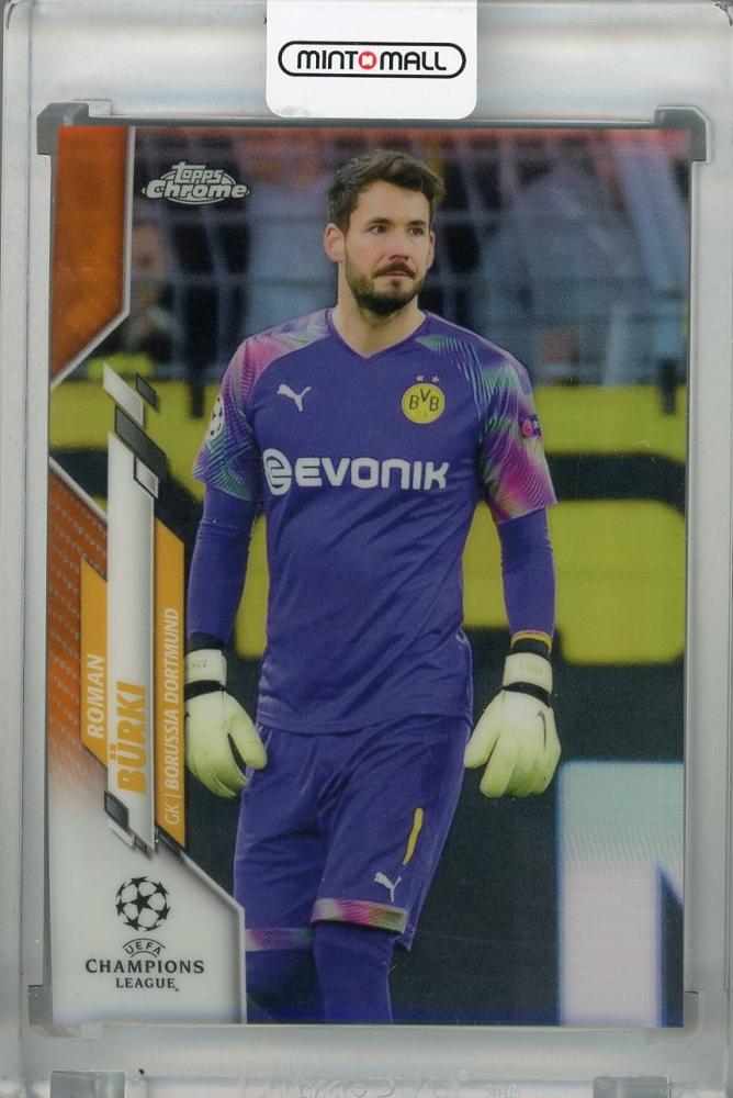 2019-20 Topps Chrome UEFA Champions League Borussia Dortmund Roman Burki Base Orange Parallel trading card serial 13 of 25