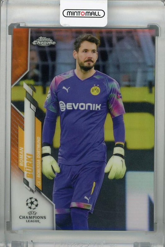 2019-20 Topps Chrome UEFA Champions League Borussia Dortmund Roman Burki Base Orange Parallel trading card serial 13 of 25
