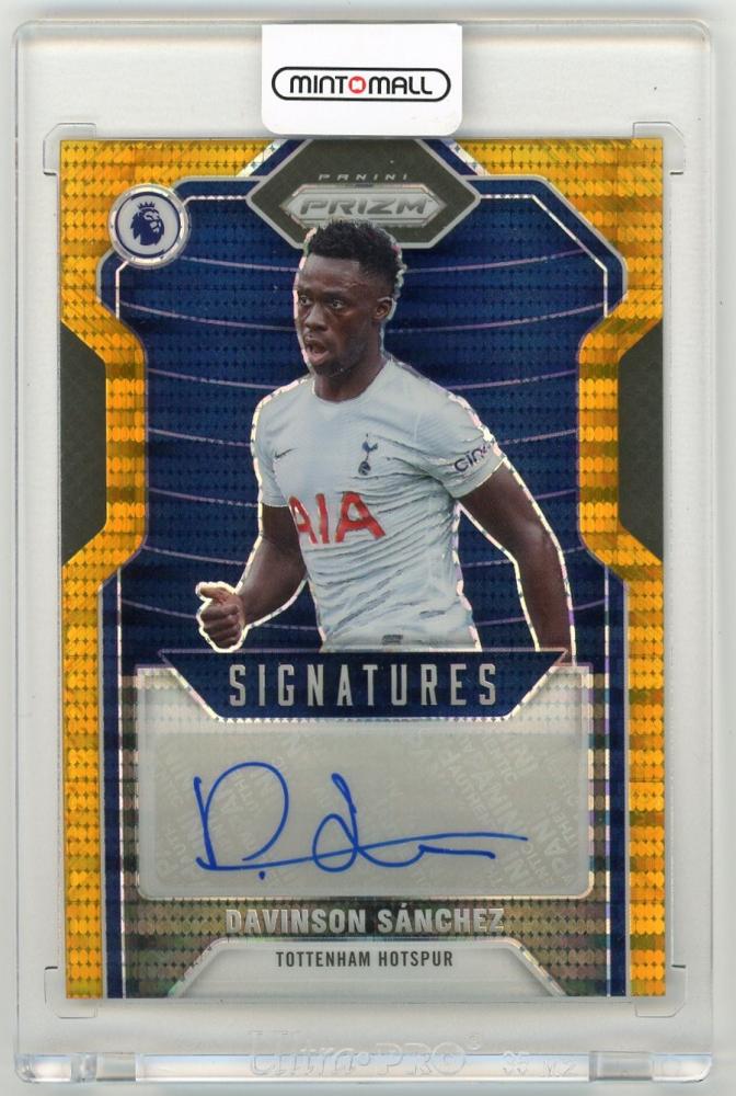 2021-22 Panini Prizm Premier League Davinson Sanchez Signatures Breakaway Gold Prizm Parallel soccer card 3 of 10