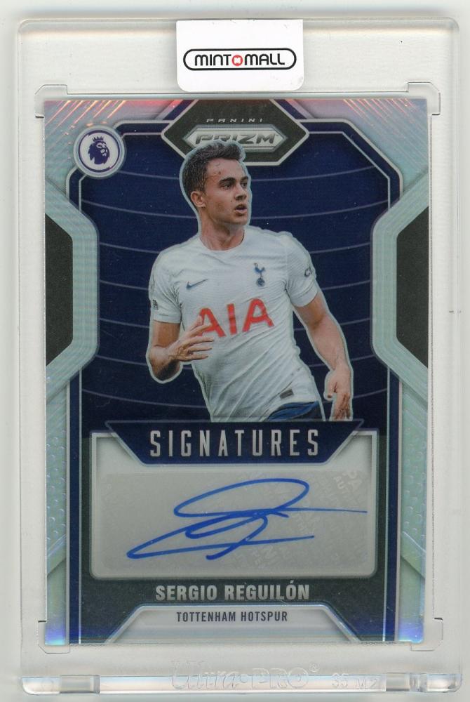 2021-22 Panini Prizm Premier League Sergio Reguilon Signatures Silver Prizm Parallel numbered 18/99 trading card